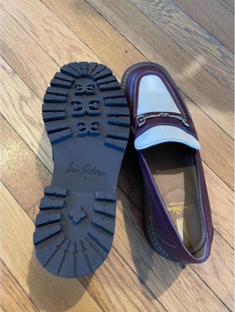 Sam Edelman Women's Laurs Lug Sole Shoe Two Tone Burgundy Cream US 7 - Picture 10 of 15